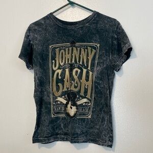JOHNNY Cash man in black short sleeve guitar t shirt small
